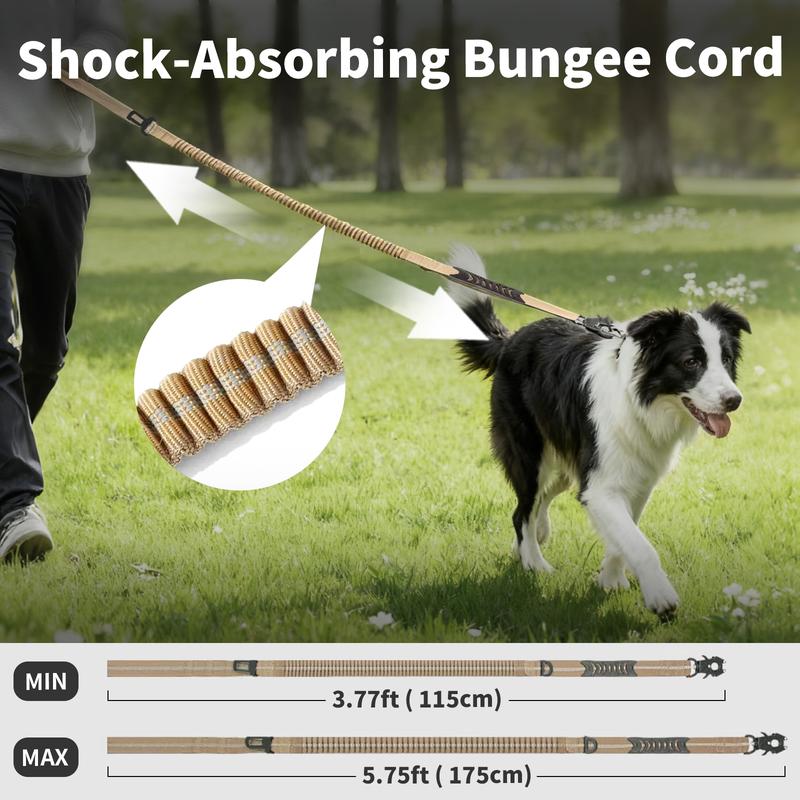 Elastic shock-absorbing bungee cord stretching from 3.77 to 5.75 feet