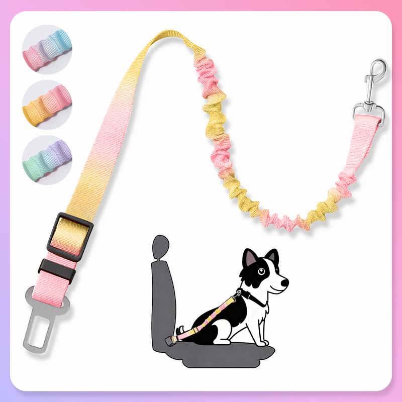 Ombre macaron color options for Furlyn shock-absorbing dog seat belt