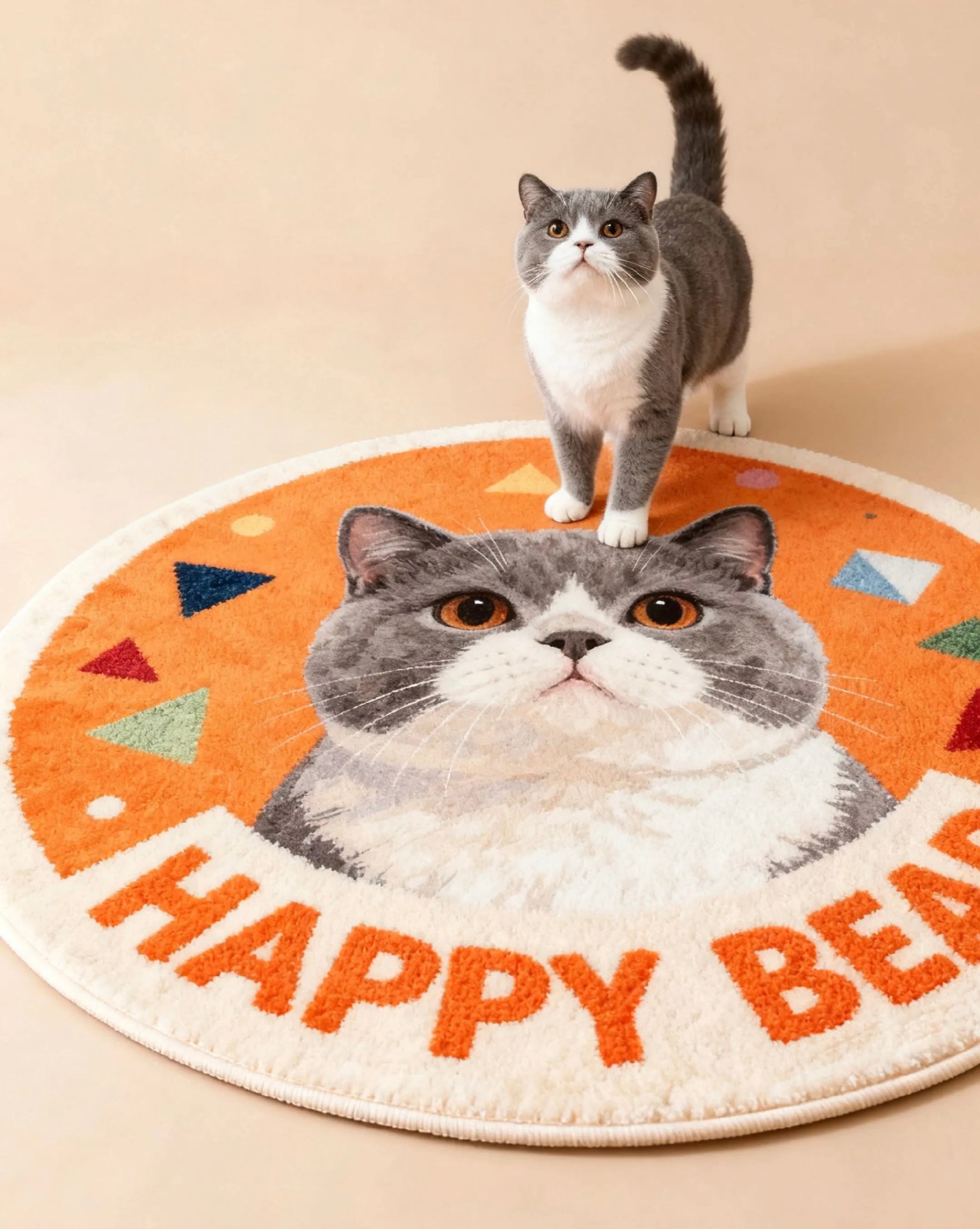 Custom Pet Portrait Rug – Personalized Cat & Dog Floor Mat