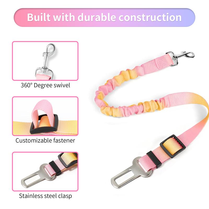 Durable construction of dog car tether with customizable fastener and swivel clip