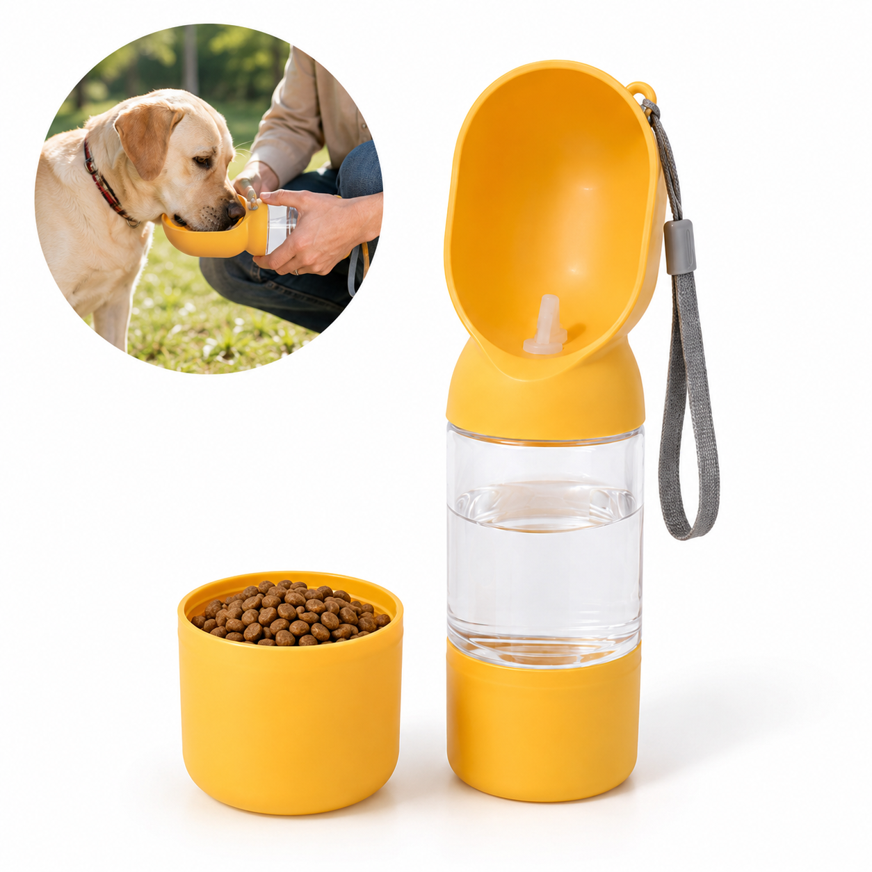 2-in-1 pet travel water bottle made for daily walks parks and short trips