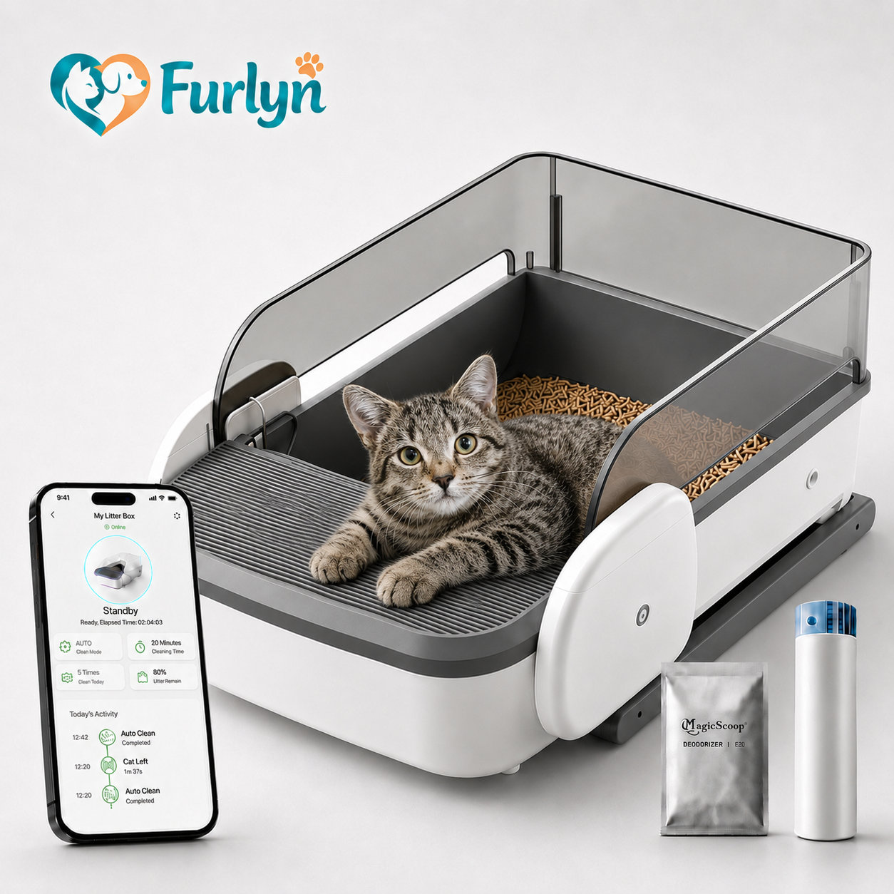 Furlyn Open-Top Smart Self-Cleaning Litter Box