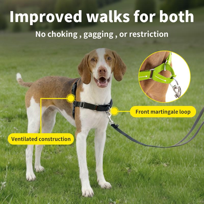 Front martingale loop and ventilated construction details of the dog harness